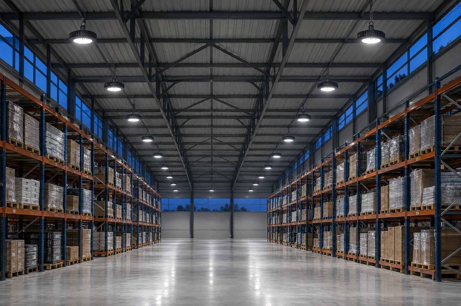 Industrial high-bay lighting — illustrative scene