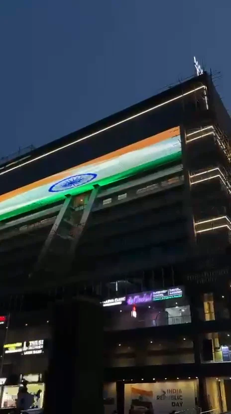 Close view of the pixel mesh band on The ICONIC displaying the Indian flag